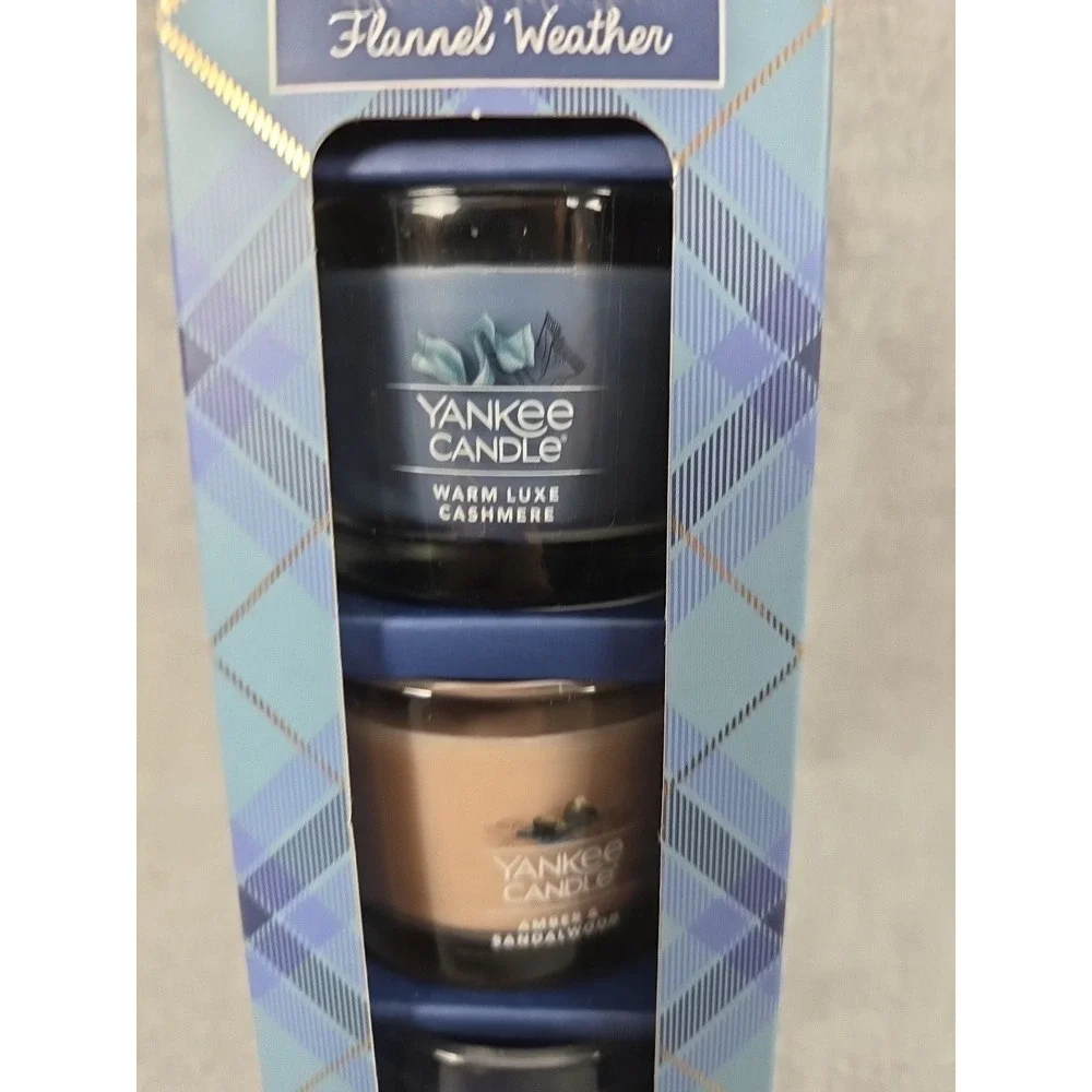 Yankee Candle Flannel Weather Set Three Each 1.3oz‎ Scented Mini Candle Gift NEW
